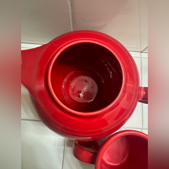 fiestaware red teapot cup mug lid vintage home decor - Picture 4 of 8